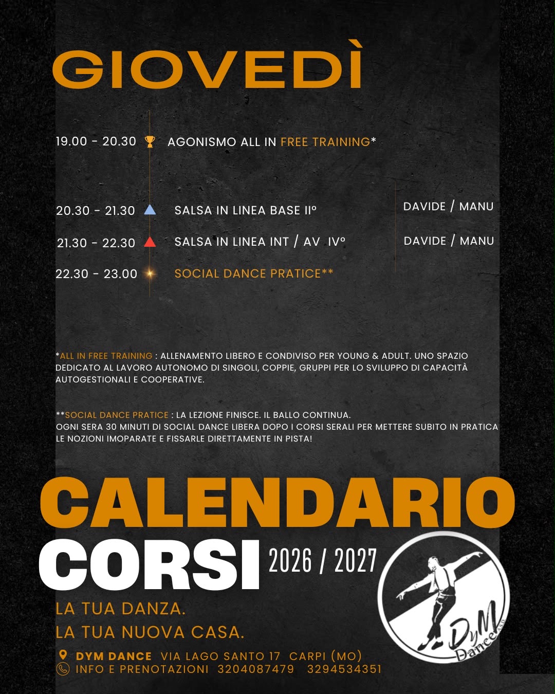 Calendario corsi DYM Dance Carpi del giovedì