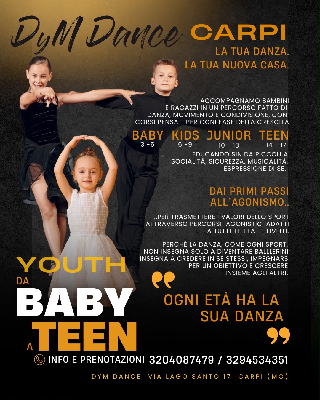DYM Youth — percorsi Baby, Kids, Junior e Teen